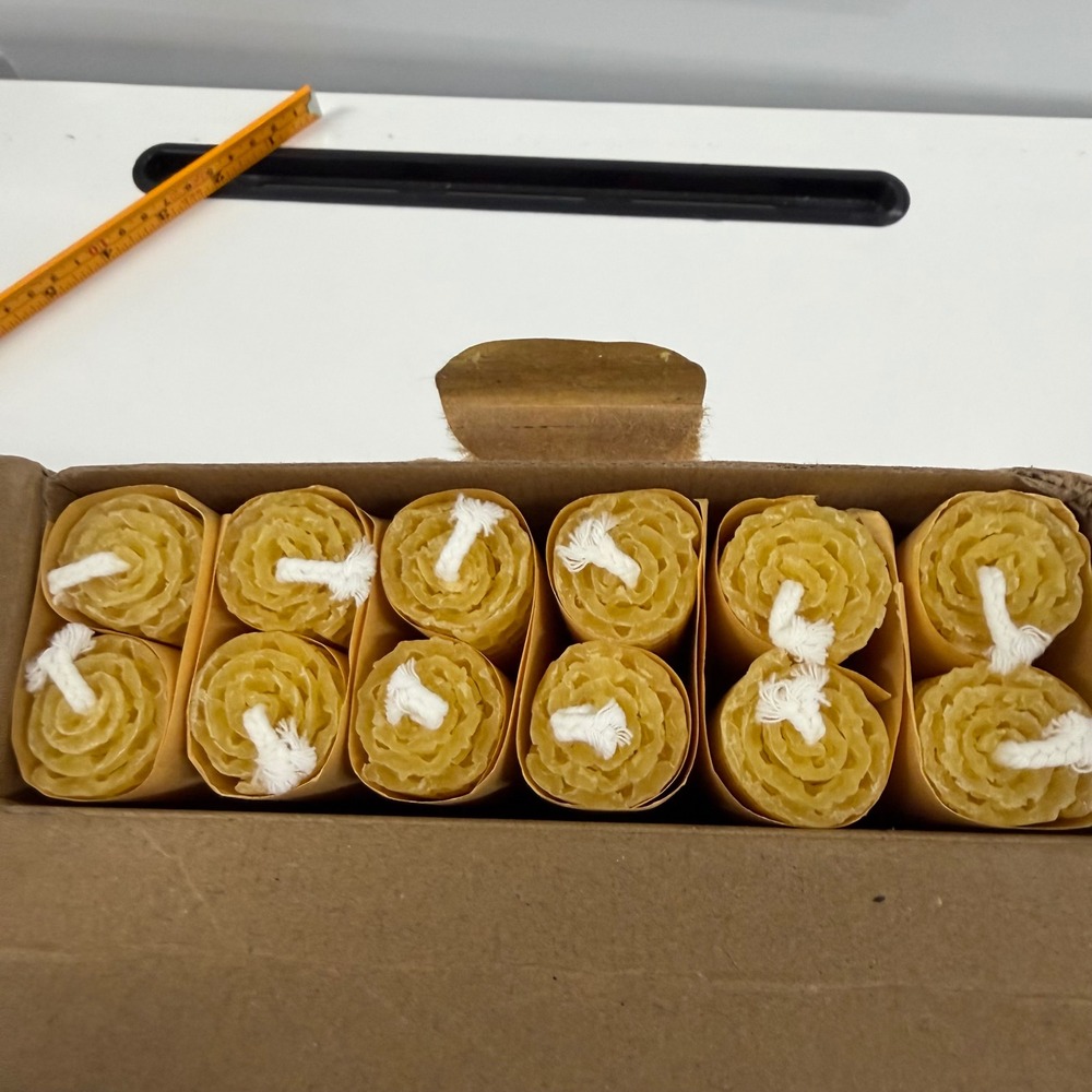 Deybby Hand Rolled Beeswax Taper Candles 100% Natural Honeycomb 8 Inch Set of 12